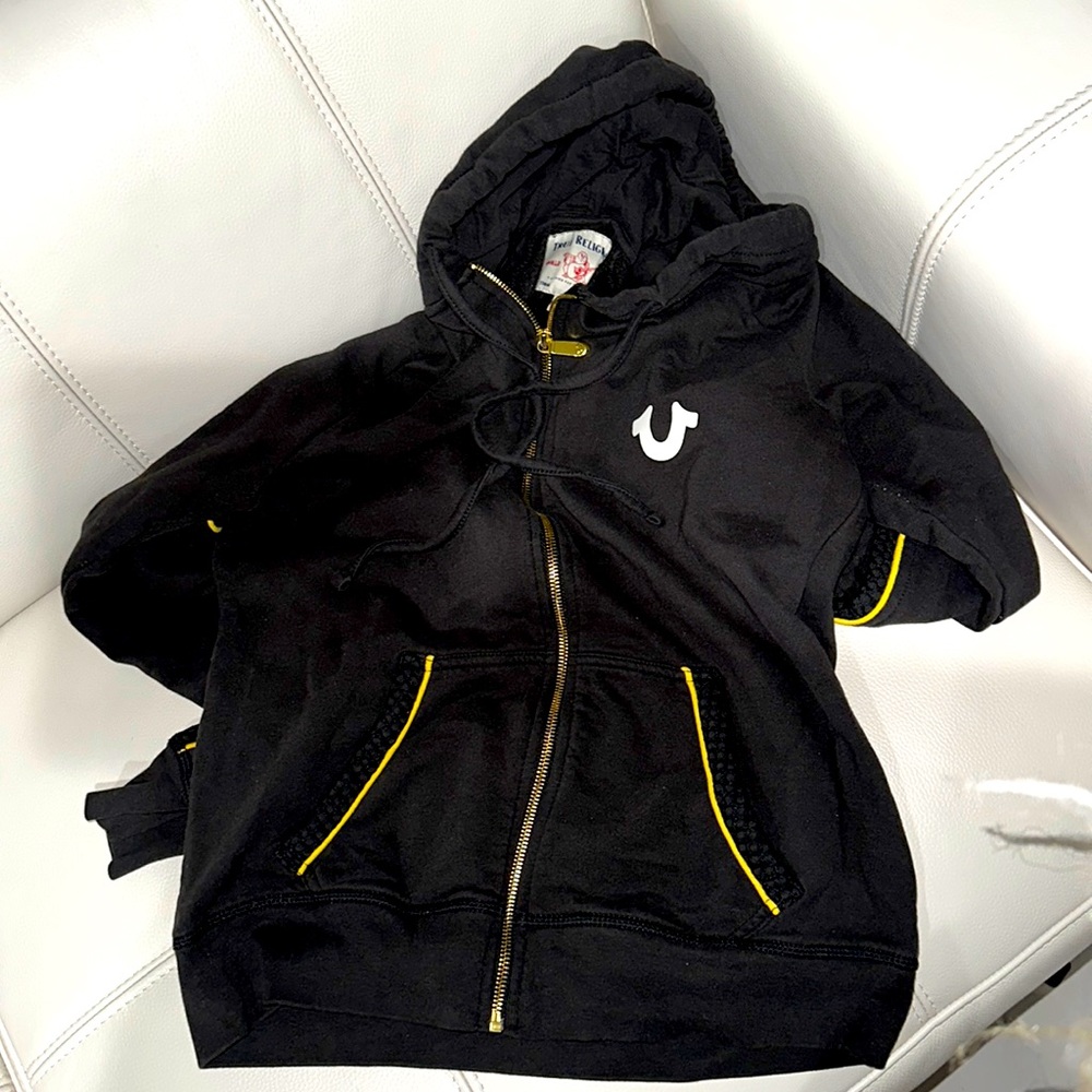 True Religion Black and yellow Hoodie